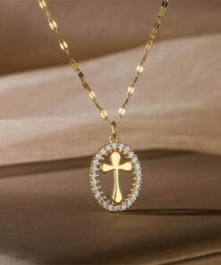 Best seller white gold crystal cross necklace – Luminous Faith design