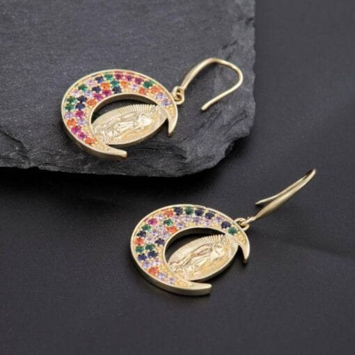 Sacred earrings featuring the Blessed Mother in elegant style