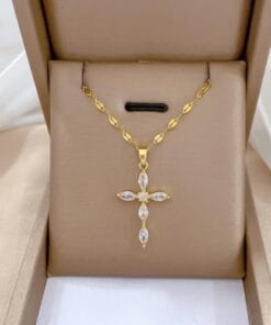White pendant divine cross necklace – timeless and graceful