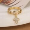 Adjustable crystal cross ring with divine protection