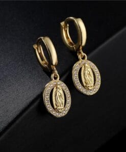Heavenly Grace Virgin Mary earrings with elegant gold finish