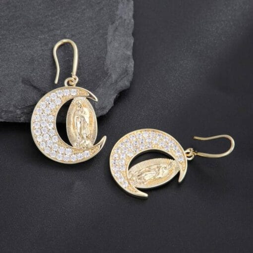 Lightweight Virgin Mary earrings offering grace and holy protection