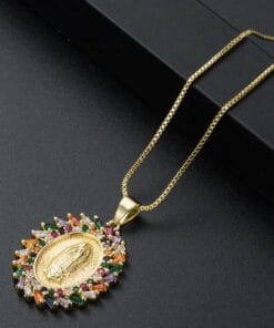 Faith-inspired necklace with Mary and entwined birthstone