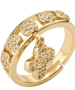 Elegant faith ring with sparkling crystals and cross symbol