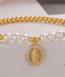 Pearl bead bracelet version two worn on wrist – stylish and graceful