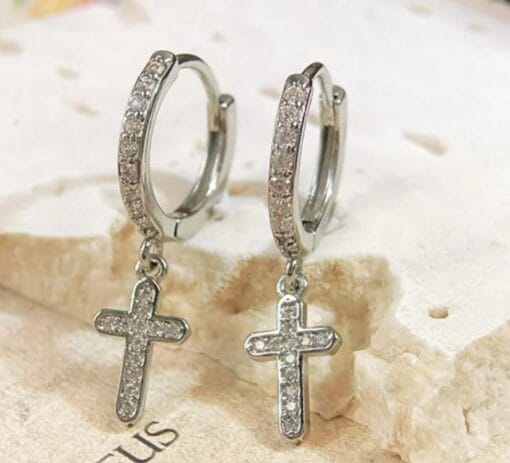 Beautiful drop earrings with cross design for daily faith