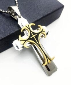 Unisex titanium steel cross necklace offering spiritual protection