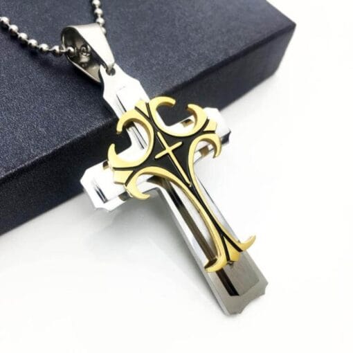 Unisex titanium steel cross necklace offering spiritual protection