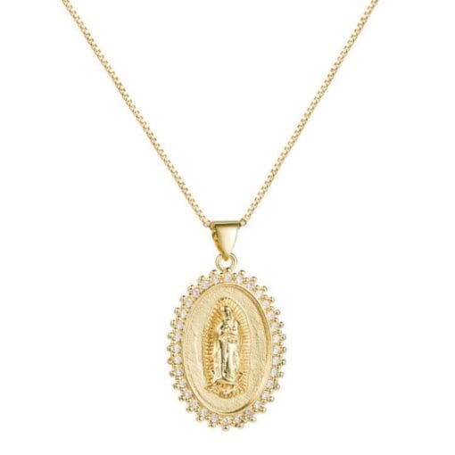 Best Seller – Divine Charm: Vintage Gold Virgin Mary Necklace - Image 2