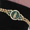 Virgin Mary bracelet with 18K gold finish and blue accent – divine faith jewelry
