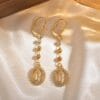 18K gold finish Virgin Mary earrings with divine beauty