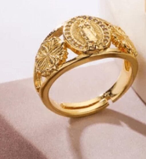 Elegant Nostalgia: Adjustable Virgin Mary Oval Ring – Blessed & Graceful Design - Image 2