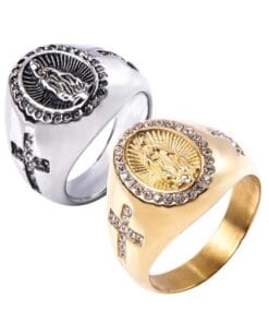 Virgin Mary ring worn on finger – unisex and modern design