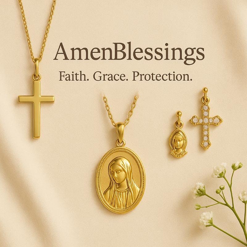 AMRN Blessings Virgin Mary necklace – faith-inspired Catholic jewelry for divine protection