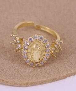 Faith ring featuring Blessed Mary in stylish sacred form