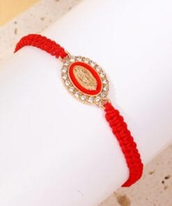 Red Virgin Mary bracelet with sacred symbolism and grace