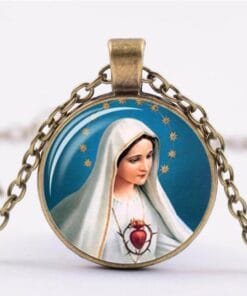 Unisex Christian necklace featuring sacred Mary image