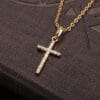 Gold cross necklace with rhinestones