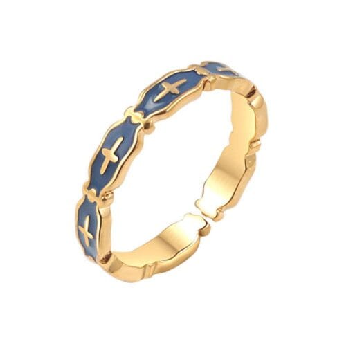 Retro cross ring with adjustable band for unisex wear