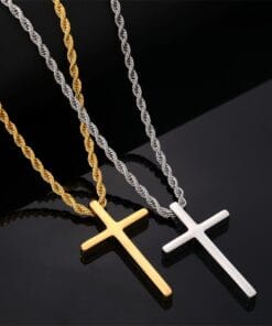 Unisex Cross Necklace for Protection – Vintage Stainless Steel in Gold or Silver