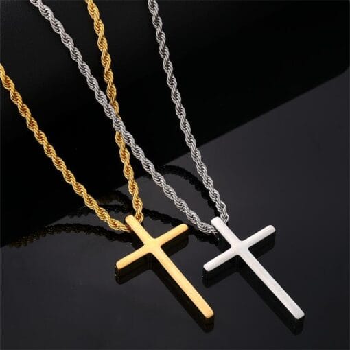 Unisex Cross Necklace for Protection – Vintage Stainless Steel in Gold or Silver