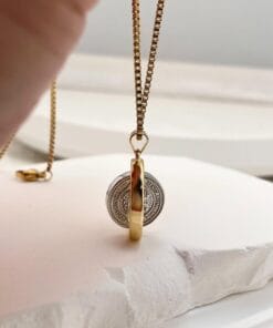 Stainless steel faith necklace with rotating Virgin Mary pendant