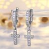 Silver cross drop earrings for protection