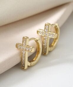 Gold crystal cross necklace for protection