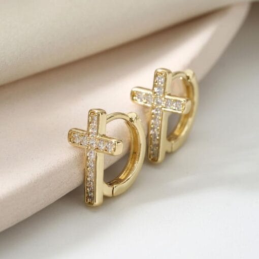 Gold crystal cross necklace for protection