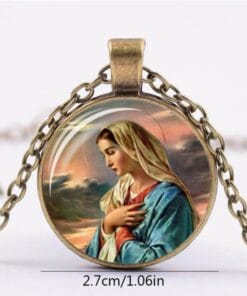 Glass inlay Virgin Mary pendant in antique style