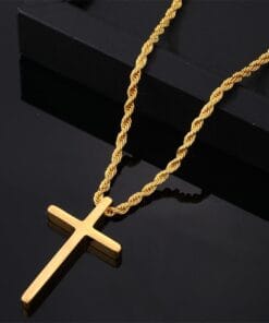 Unisex vintage-style cross necklace in gold and silver