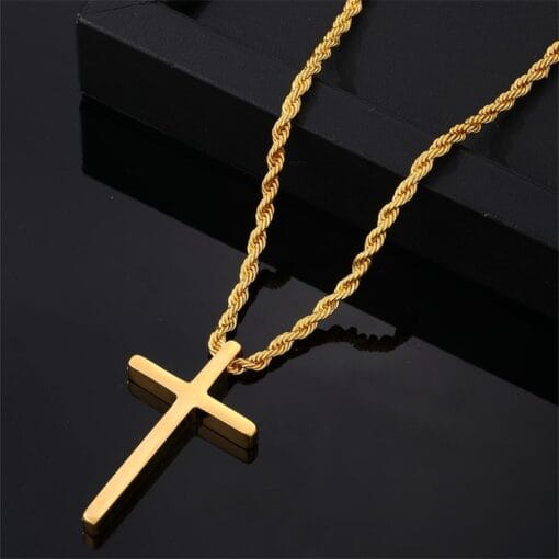 Unisex vintage-style cross necklace in gold and silver