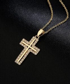 Vintage cross pendant necklace with intricate design