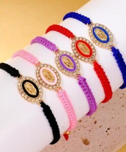 5 colors Virgin Mary bracelet with gold finish and holy love