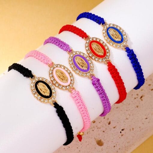 5 colors Virgin Mary bracelet with gold finish and holy love