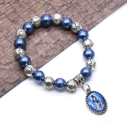 Virgin Mary rosary bracelet with spiritual charm